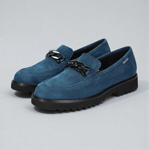 Mephisto Salka Suede Chain Loafers Peacock Blue US 6.5 Like New
